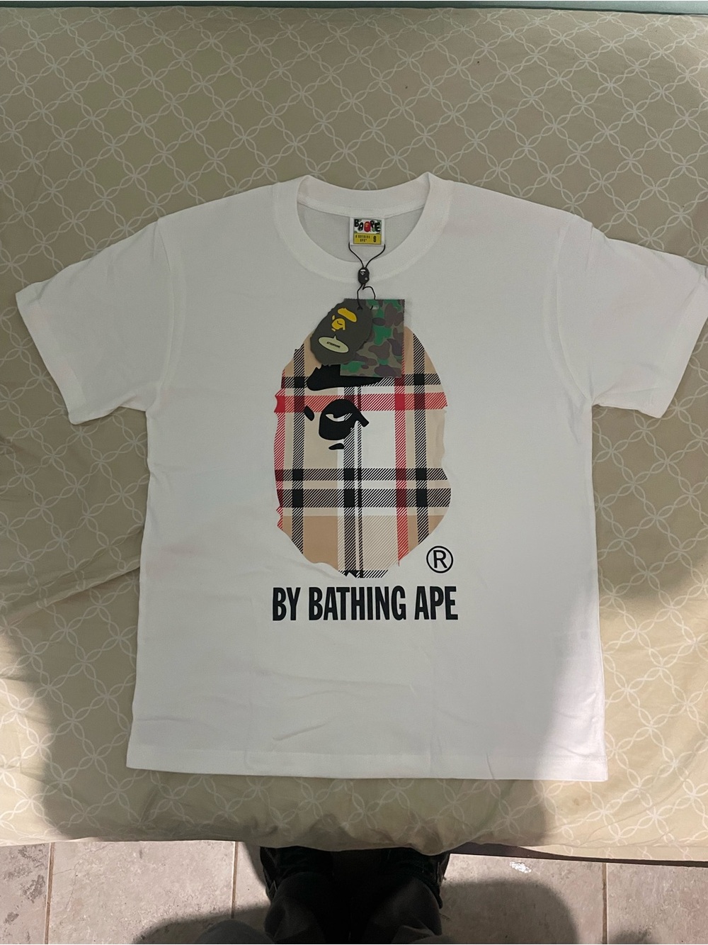 White Plaid Logo Tee